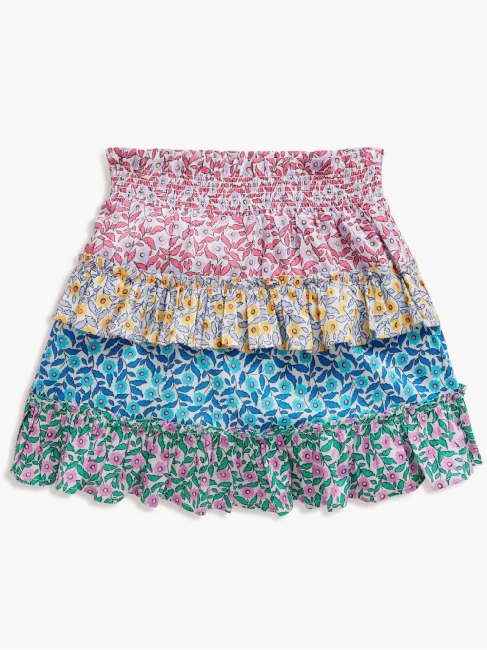 Mini Boden Tiered Printed Ruffled Skort Hotchpotch Floral 7-8Y